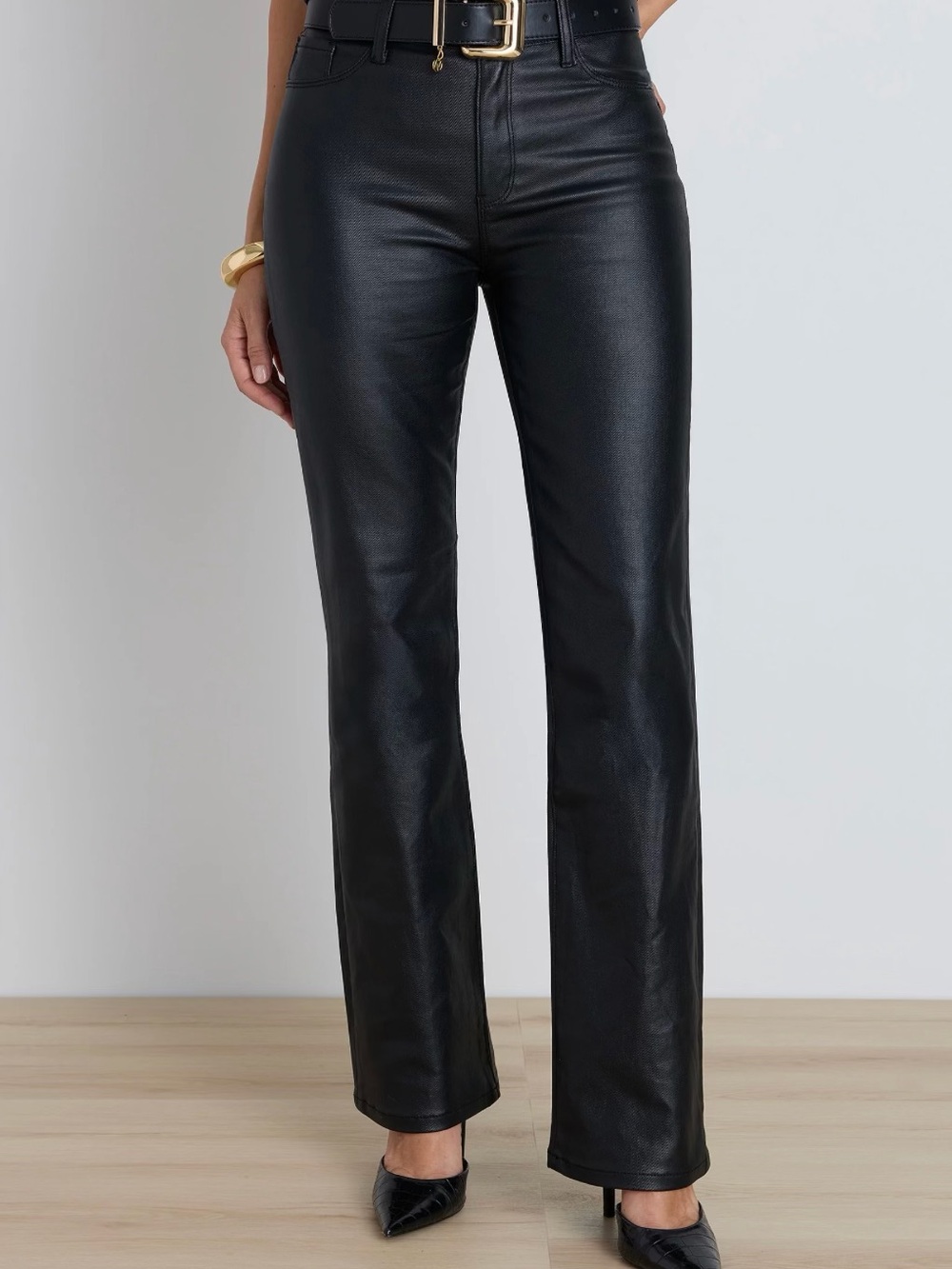 Noli Black Aria Coated Flare Jeans